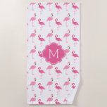 Fun Flamingos Muster Mit Monogramm Strandtuch<br><div class="desc">Das trendige und schicke mit Monogramm Design mit einem coolen und beliebten rosa Flamingos-Muster.</div>