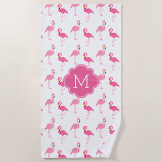 Fun Flamingos Muster Mit Monogramm Strandtuch