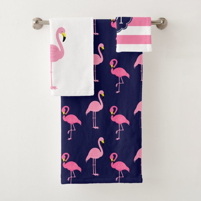 Fun Flamingos Pattern Badhandtuch Set (Insitu)