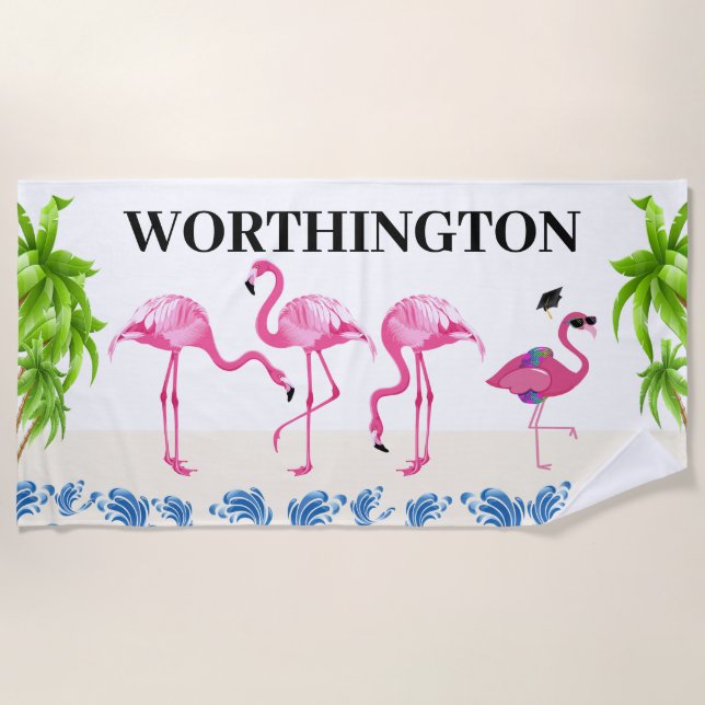 Fun Flamingos Strandtuch (Vorderseite)