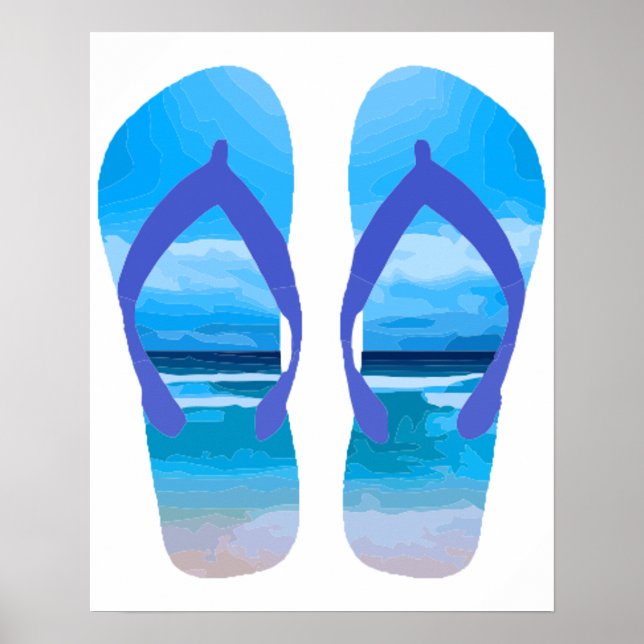 Fun Flip Flops Sommer Beach Art für Urlaub Poster (Vorne)
