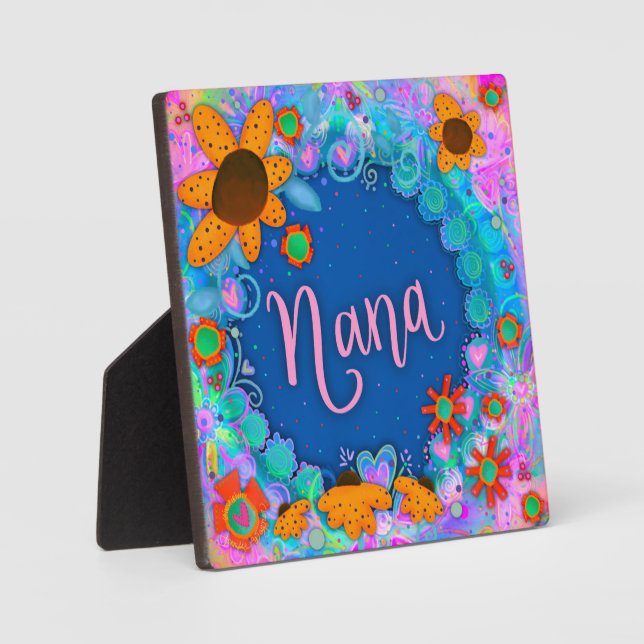 Fun Floral Daisies Nana Inspirivity Fotoplatte (Vorderseite)