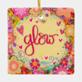 Fun Floral Gelbes Glühen ermutigend Inspirivity Keramikornament
