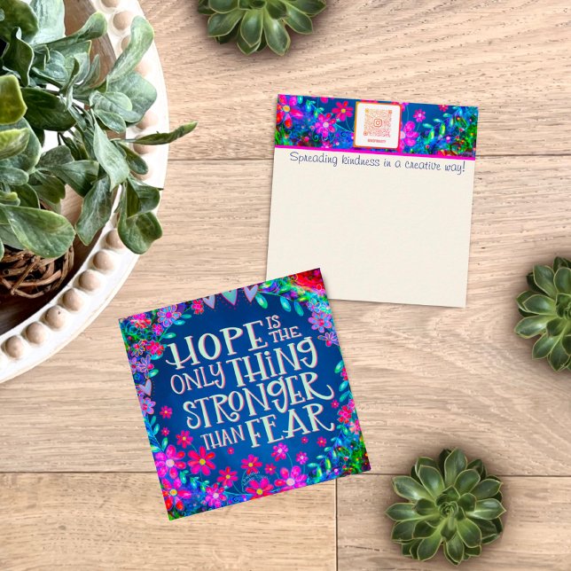 Fun Floral Hope Inspirational Kindcards Quadratische Visitenkarte (Von Creator hochgeladen)