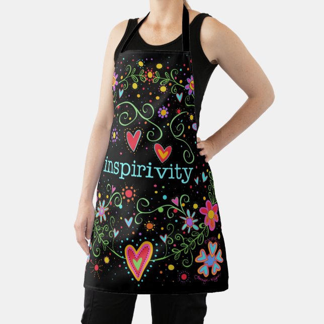 Fun Floral Whimsical Black Inspirivity Schürze (InSitu)