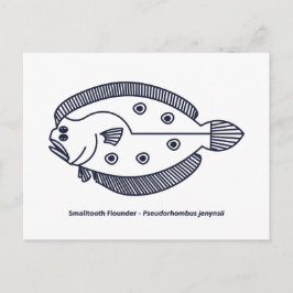 Fun Flounder Fisch in tiefblau und weiß Postkarte