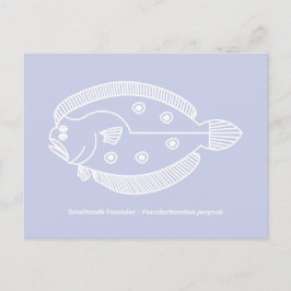 Fun Flounder Fisch in Weiß auf Lila Postkarte