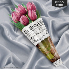 Fun Flower Girl Vorschlag Zeitung Blume Bouquet Geschenkpapier Set