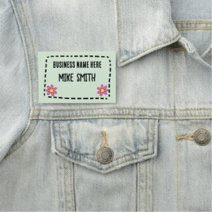 Fun Flowers Green Name Badge Namensschild