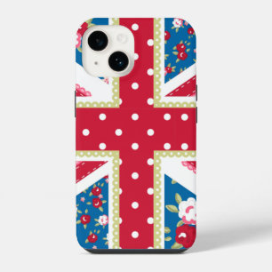 Fun Folk Quilt Britische Union Jack Blume iPhone 14 Hülle