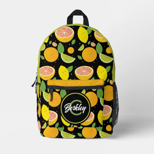 Fun Food Fruchtkids Name Monogram Bedruckter Rucksack (Vorderseite)