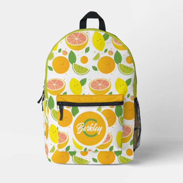 Fun Food Fruchtkids Name Monogram Bedruckter Rucksack (Vorderseite)