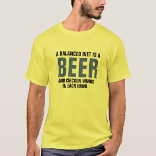 Fun Food T-Shirt, Bier & Chicken Wings Balanced Di T-Shirt