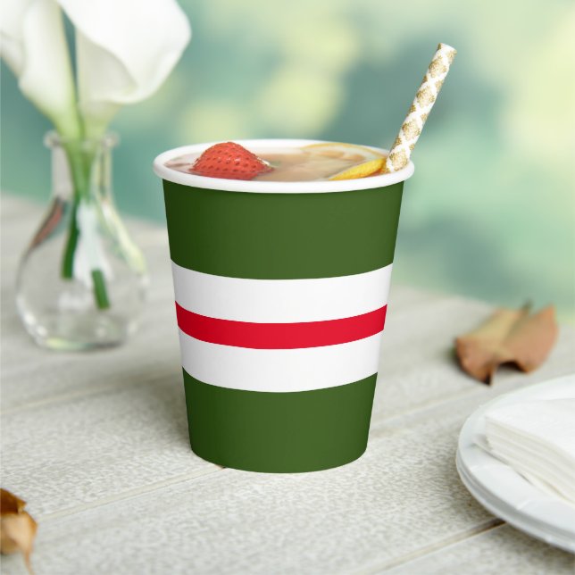 Fun Forest Green Hright Red White Racing Streifen Pappbecher (In Situ)