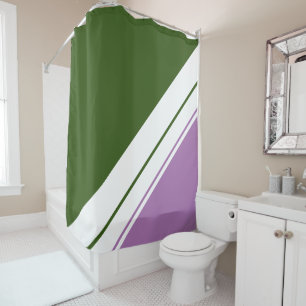 Fun Forest Green Lavender White Racing Streifen Duschvorhang