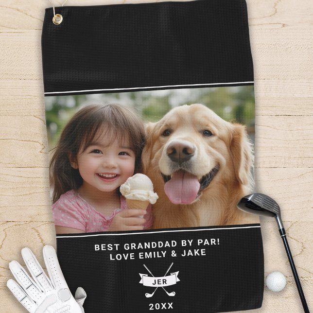 Fun Foto Best Granddad by Par Golfer Modernes Schw Golfhandtuch (Von Creator hochgeladen)