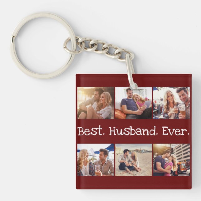 Fun Foto Best Husband Ever Personalisiert Red Schlüsselanhänger (Vorderseite)