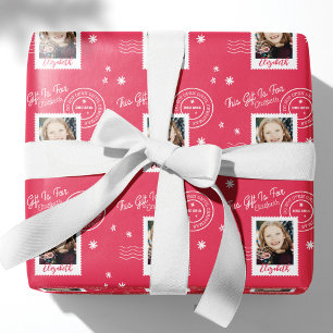 Fun Foto Briefmarke Geschenknummer offen zu Weihna Geschenkpapier