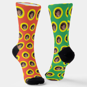 Fun-Foto-Gesichtsmuster farbig Socken