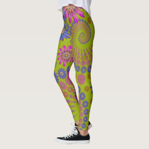 Fun Fraktal Art Geometrische Blume Hippie Green Leggings