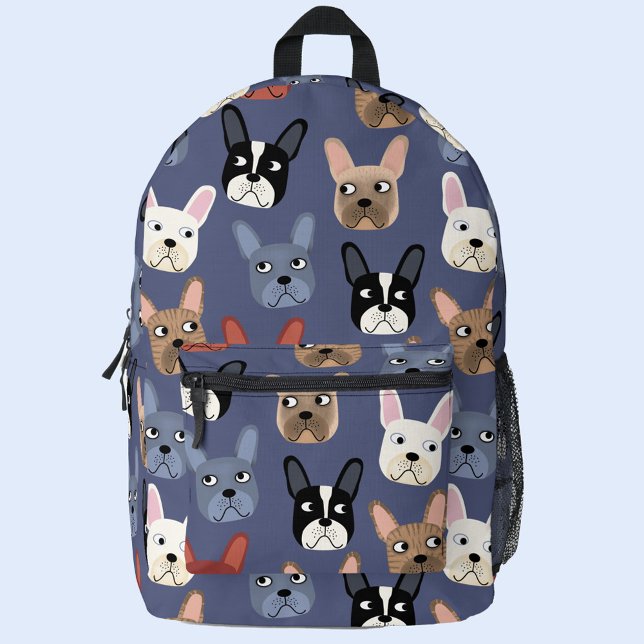 Fun French Bulldog Bedruckter Rucksack (French Bulldog pattern backpack for animal lovers)