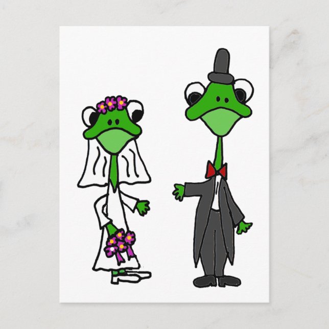 Fun Frog Braut und Groom Wedding Design Postkarte (Vorderseite)