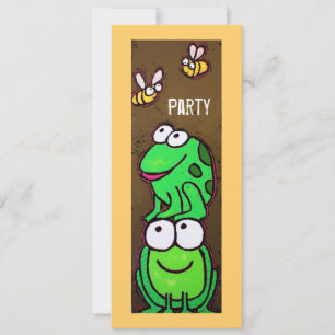 Fun frog et abeilles Invitation de la fête