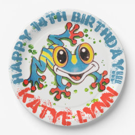 Fun Frog Personalisiertes Party Farbenfrohe Paint Pappteller