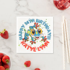 Fun Frog Personalisiertes Party Farbenfrohe Paint Serviette
