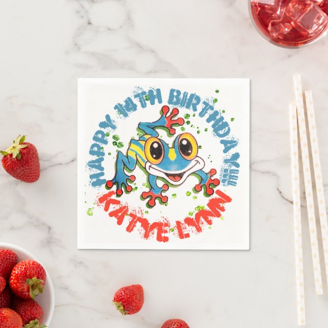 Fun Frog Personalisiertes Party Farbenfrohe Paint  Serviette (Beispiel)