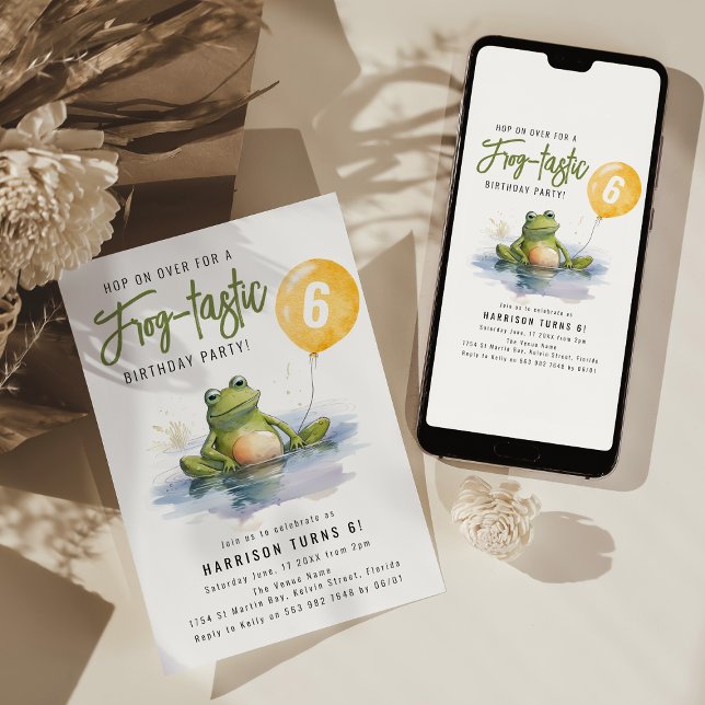 Fun Frog tastic Anniversaire Invitation de fête (Créateur téléchargé)