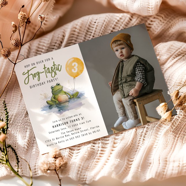 Fun Frog tastic Photo Anniversaire Fête Invitation (Créateur téléchargé)