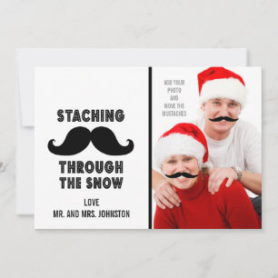 Fun Frohe Weihnachten Mustache Foto-Karte
