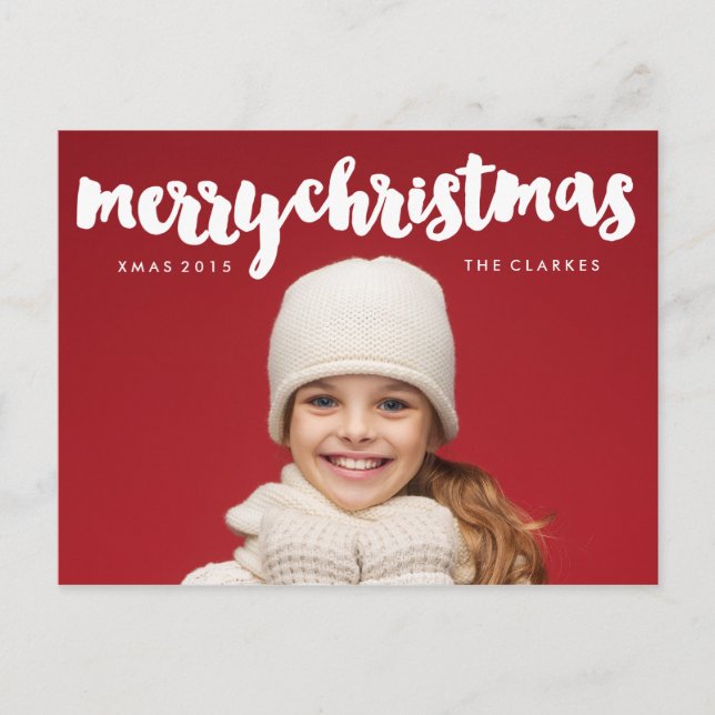 Fun Frohe Weihnachtshandschrift Feiertagspostkarte (Vorderseite)