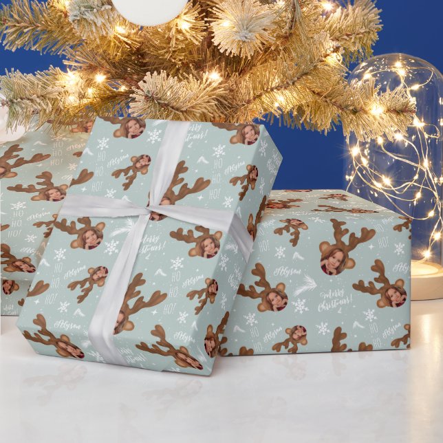 Fun fröhliche Weihnachts-Antler Illustration Foto  Geschenkpapier (Feiertage)
