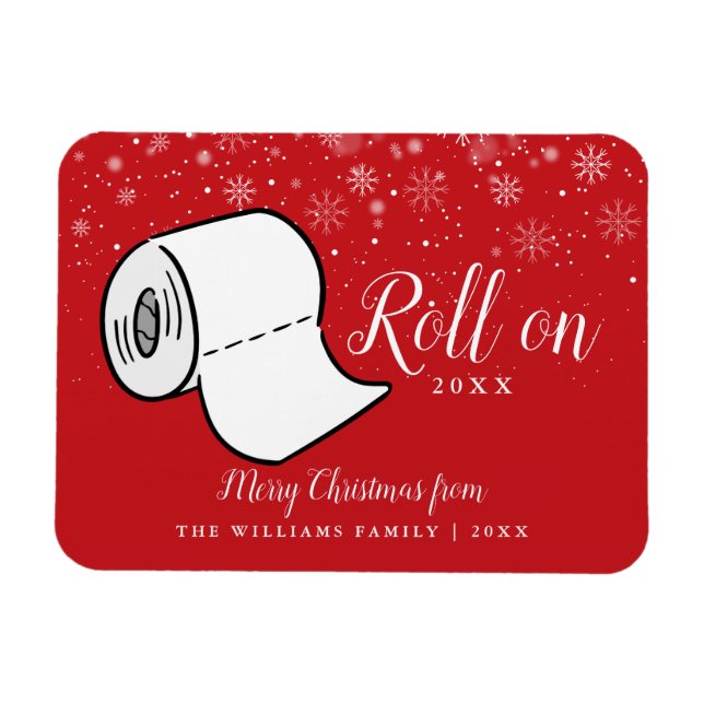 Fun fröhliche Weihnachtsfamilie Roll on New Year  Magnet (Horizontal)