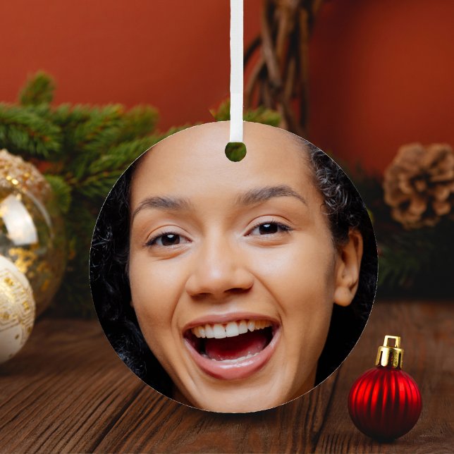 Fun Full Face Nah Up Selfie Foto Weihnachten Ornament Aus Metall (Fun Full Face Close Up Selfie Photo Christmas Metal Ornament)
