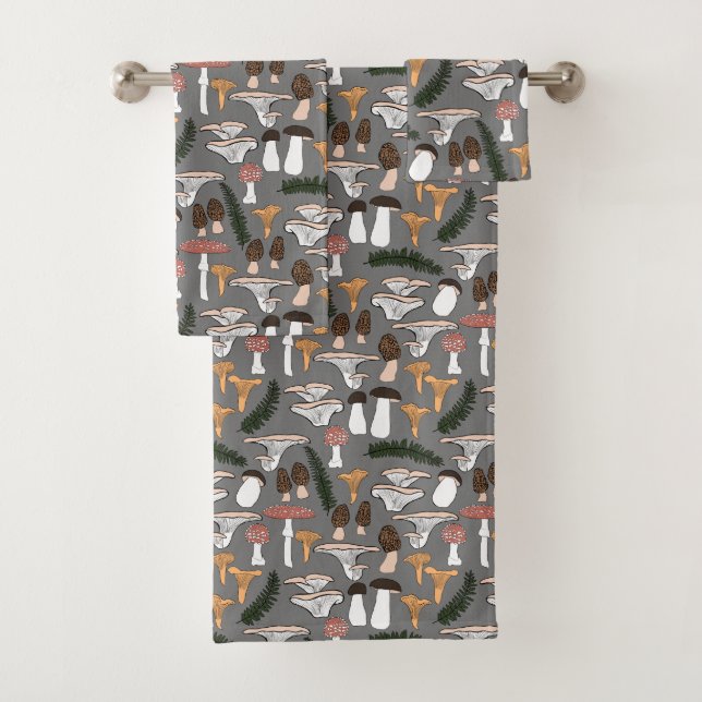 Fun Fungi Mushroom Fern Muster Badhandtuch Set (Insitu)