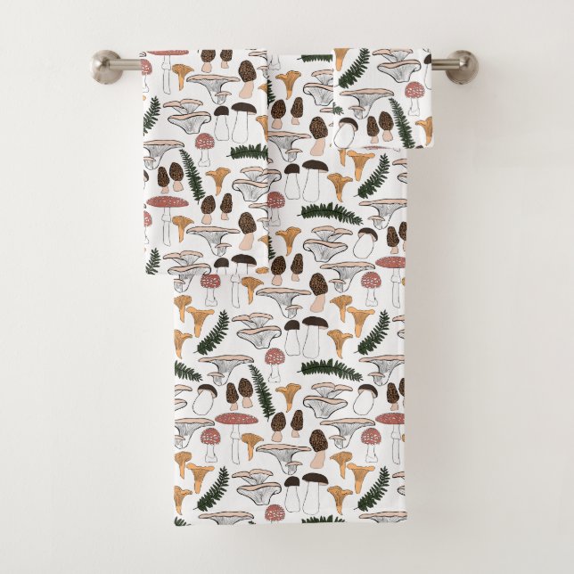 Fun Fungi Mushroom Fern Muster Badhandtuch Set (Insitu)