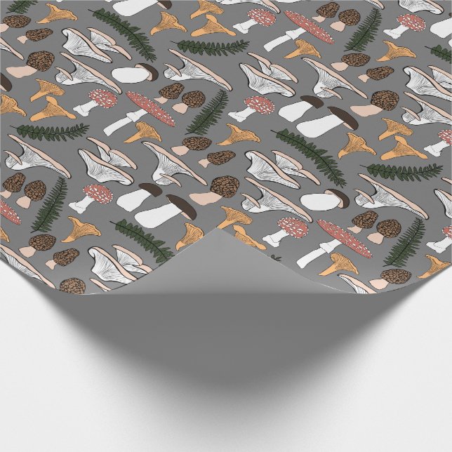 Fun Fungi Mushroom Fern Muster Geschenk Geschenkpapier (Ecke)