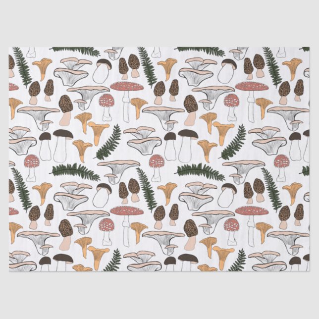 Fun Fungi Mushroom Fern Muster Geschenk Seidenpapier (Vorderseite)