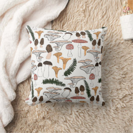 Fun Fungi Mushroom Ferns Pattern Kissen