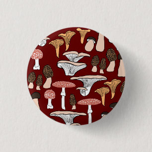 Fun Fungi Mushroom Pattern Button