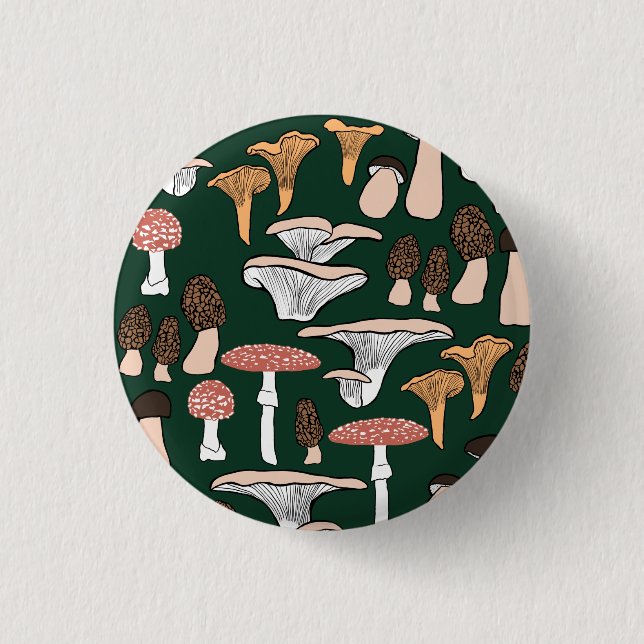 Fun Fungi Mushroom Pattern Button (Vorderseite)