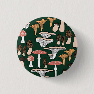 Fun Fungi Mushroom Pattern Button