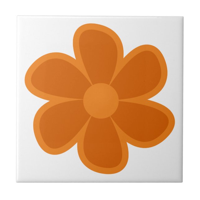 Fun Funky 60er 70er Retro Blume Keramik Tile Fliese (Vorderseite)