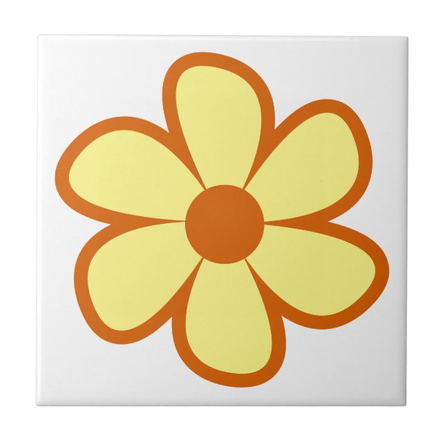 Fun Funky 60s 70s Retro Flower Ceramic Tile Fliese (Vorderseite)