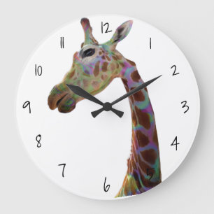 Fun funky coloré girafe Acrylique Mur Horloge