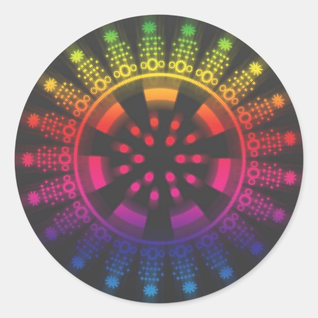 Fun Funky Psychedelic Circular Burst Sticker (Vorderseite)