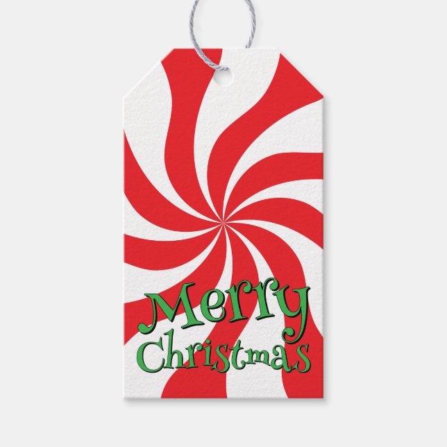 Fun Funky Retro Peppermint Candy Swirl Geschenkanhänger (Vorderseite)